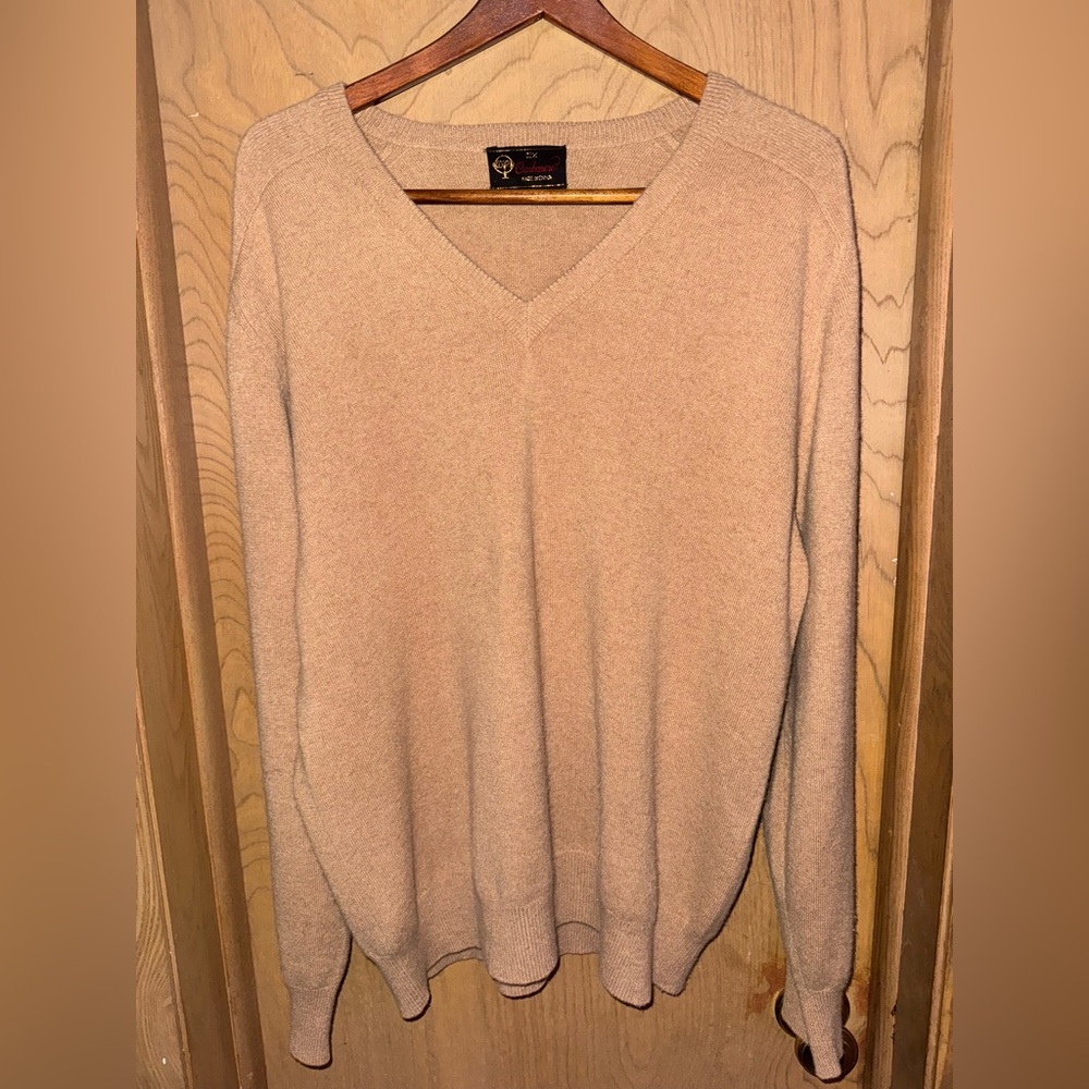 Cashmere Tan V-Neck Sweater